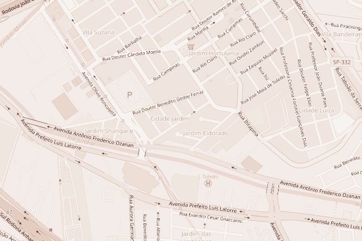Mapa da região do estúdio em Jundiaí